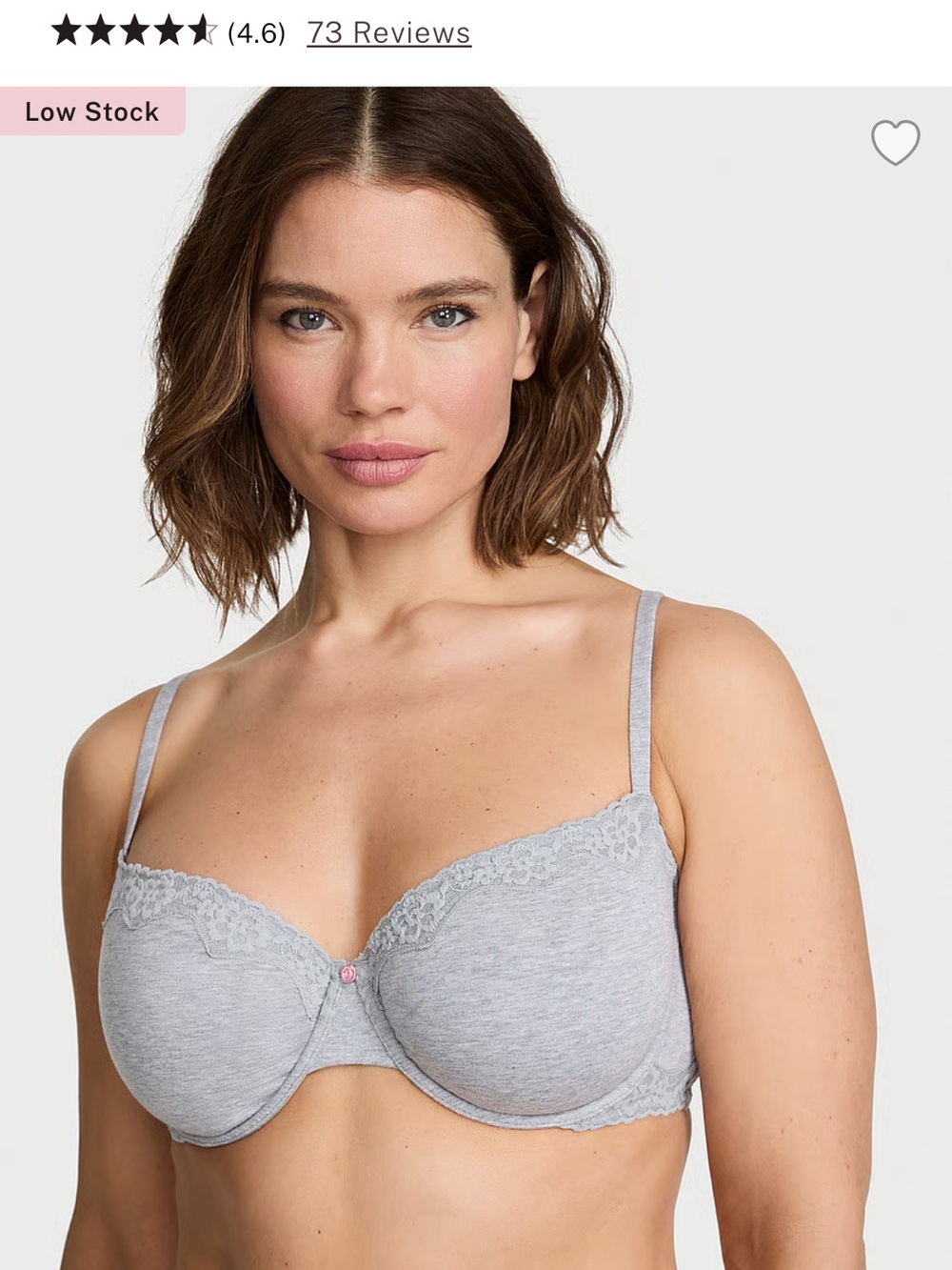 Victorias Secret THE TSHIRT Cotton Lace-Trim Unlined Demi Bra